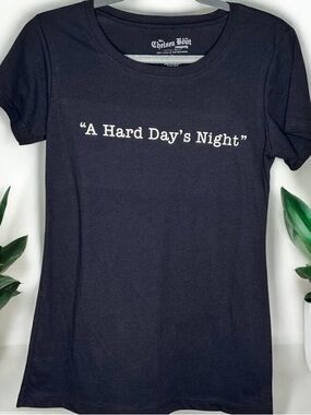 Boat Black Tee with White "A Hard Day's Night" Graphic